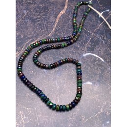 Каменные бусины, Опал, черный Эфиопский, экстра люкс, рондель огранка, переходный размер от 4х2 мм до 3х2 мм, нить 40 см