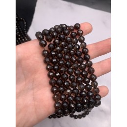 Каменные бусины, Раухтопаз, Дымчатый Кварц, шарик огранка, 8 мм, длина нити 38 см