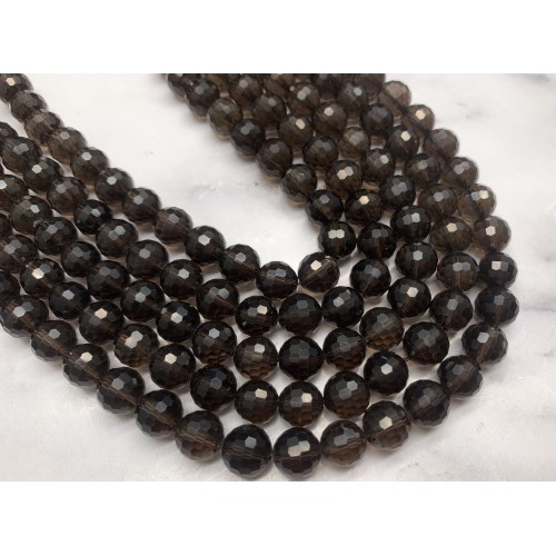 Каменные бусины, Раухтопаз, Дымчатый Кварц, люкс, шарик огранка, 6 мм, длина нити 38 см
