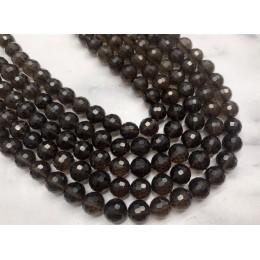 Каменные бусины, Раухтопаз, Дымчатый Кварц, шарик огранка, 8 мм, длина нити 38 см