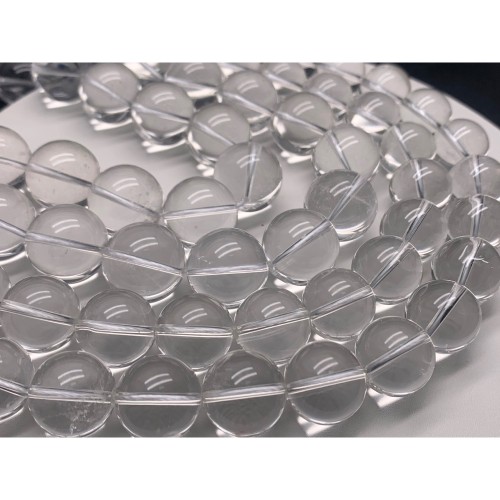 Каменные бусины, Горный Хрусталь, шарик гладкий, 18 мм, длина нити 19 см