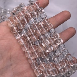Каменные бусины, Горный Хрусталь, кубик, огранка, 8х8 мм, длина нити 38 см