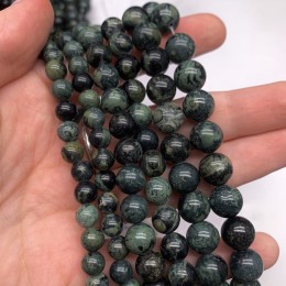 Каменные бусины, Яшма Камбаба (крокодиловая), шарик гладкий, 10-10,5 мм, длина нити 38 см