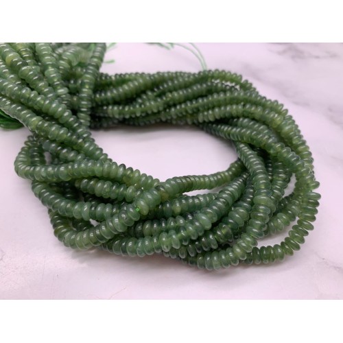 Каменные бусины, Нефрит, Люкс, бублик, 3х5 мм, длина нити 38 см