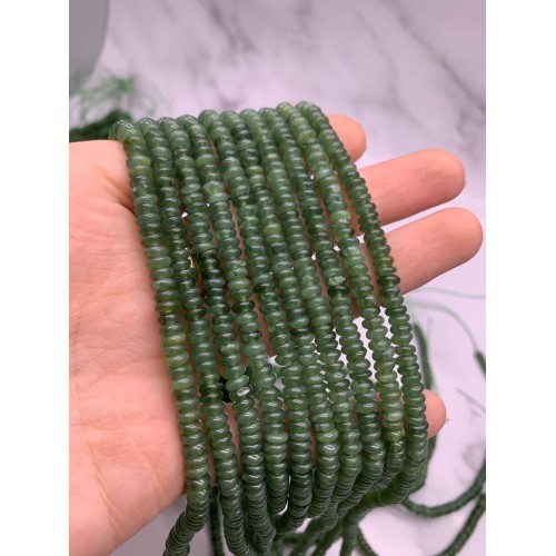 Каменные бусины, Нефрит, Люкс, бублик, 3х5 мм, длина нити 38 см