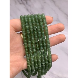 Каменные бусины, Нефрит, Люкс, бублик, 3х6 мм, длина нити 38 см