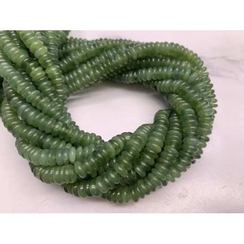 Каменные бусины, Нефрит, Люкс, бублик, 3х6 мм, длина нити 38 см