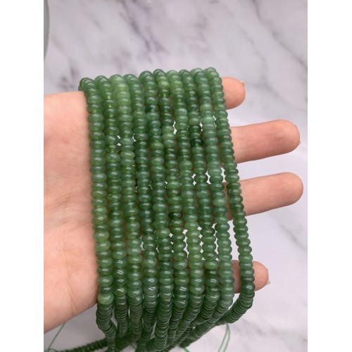 Каменные бусины, Нефрит, Люкс, бублик, 4х6 мм, длина нити 38 см