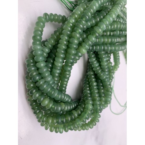 Каменные бусины, Нефрит, Люкс, бублик, 4х6 мм, длина нити 38 см