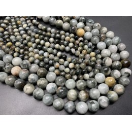 Каменные бусины, Хризоберилл, Кошачий глаз, натуральный цвет, шарик гладкий, 10,5 мм, длина нити 38 см