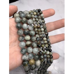 Каменные бусины, Хризоберилл, Кошачий глаз, натуральный цвет, шарик гладкий, 10,5 мм, длина нити 38 см
