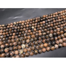 Каменные бусины, Андалузит ( Хиастолит ), шарик гладкий, 10 мм, длина нити 19 см