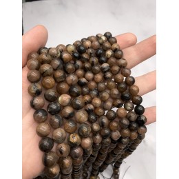 Каменные бусины, Андалузит ( Хиастолит ), шарик гладкий, 8 мм, длина нити 19 см