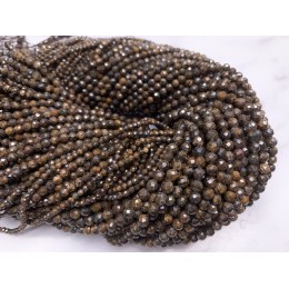 Каменные бусины, Бронзит, шарик огранка, 2 мм, длина нити 38 см
