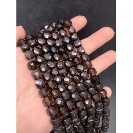 Каменные бусины, Раухтопаз, Дымчатый Кварц, кубик, огранка, 8,5х8,5 мм, длина нити 19 см