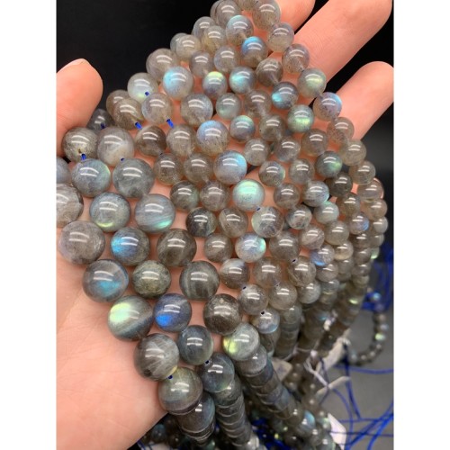 Каменные бусины, Лабрадор, 4А, шарик гладкий, 8 мм, длина нити 38 см