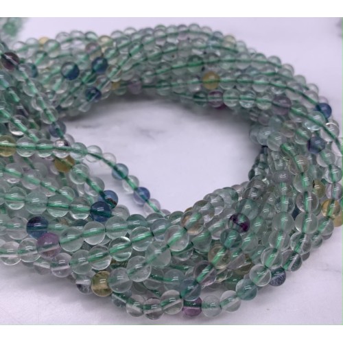 Каменные бусины, Флюорит, шарик гладкий, 4 мм, длина нити 38 см