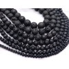 Каменные бусины, вулканическая лава черная, шарик гладкий, 8-8,5 мм, длина 38 см