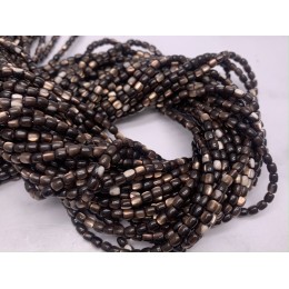 Каменные бусины, Перламутр шоколадный, тонированный, бочонок, 3х3 мм, длина нити 38 см