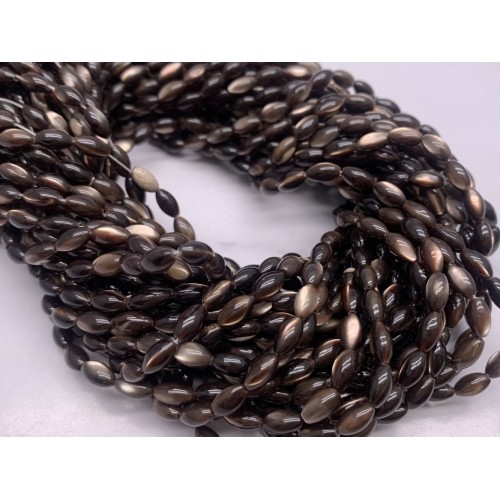 Каменные бусины, Перламутр шоколадный, тонированный, рис, 4х7 мм, длина нити 38 см