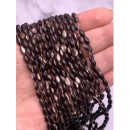 Каменные бусины, Перламутр шоколадный, тонированный, рис, 4х7 мм, длина нити 38 см