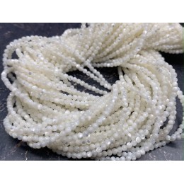 Каменные бусины, Перламутр белый, шарик гладкий, 2 мм, длина нити 38 см
