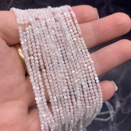 Каменные бусины, Перламутр белый, шарик гладкий, 2 мм, длина нити 38 см