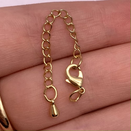 Карабин, замочек, латунь, под золото, 12 мм, с соединительным колечком, с удлинителем 51 мм, цена за 1 шт