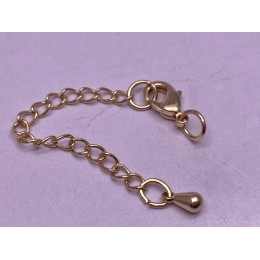 Карабин, замочек, латунь, под золото, 12 мм, с соединительным колечком, с удлинителем 51 мм, цена за 1 шт