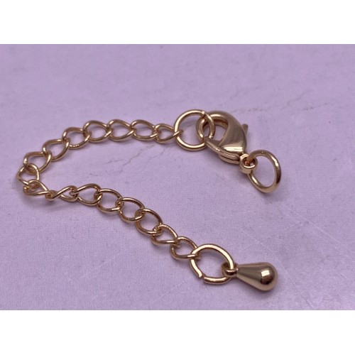 Карабин, замочек, латунь, под золото, 12 мм, с соединительным колечком, с удлинителем 51 мм, цена за 1 шт