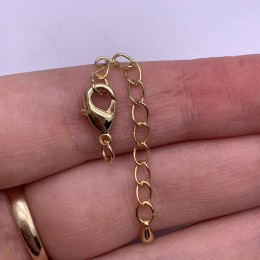 Карабин, замочек, латунь, под золото, 10 мм, с соединительным колечком, с удлинителем 45 мм, подвеска капля, цена за 1 шт