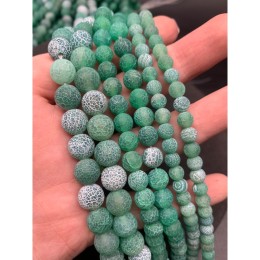 Каменные бусины, Африканский Агат, (Кракле), тонированный, бирюзовый, шарик, гладкий, 8 мм, длина нити 38 см