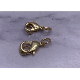 Карабин, замочек, латунь, под золото, 12 мм, с соединительным колечком, цена за 1 шт