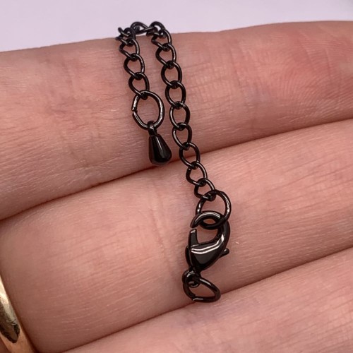 Карабин, замочек, вороненая сталь, 10 мм, с соединительным колечком, с удлинителем 50 мм, подвеска капля, цена за 1 шт