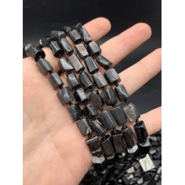 Каменные бусины, Гиперстен с переливами, не обработанный, столбики, 8-10 мм, длина нити 38 см