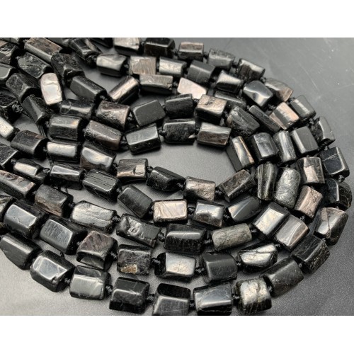 Каменные бусины, Гиперстен с переливами, не обработанный, столбики, 8-10 мм, длина нити 38 см