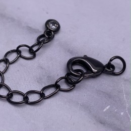 Карабин, замочек, вороненая сталь, 12 мм, с соединительным колечком, с удлинителем 57 мм, с кристаллом, цена за 1 шт