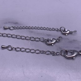 Карабин, замочек, родий/латунь, под серебро, 12 мм, с соединительным колечком, с удлинителем 45 мм, подвеска капля, цена за 1 шт