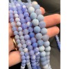 Каменные бусины, Африканский Агат, (Кракле), тонированный, светло-голубой, шарик, гладкий, 6 мм, длина нити 38 см