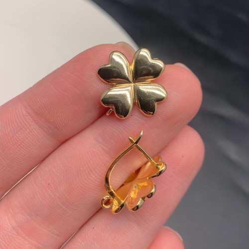 Швензы, клевер, латунь, цвет золото, размер 18х10 мм