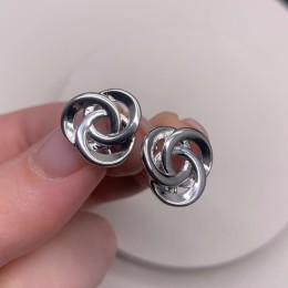 Швензы, родий/латунь, цвет серебро, размер 16х10 мм