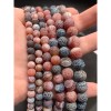 Каменные бусины, Африканский Агат, (Кракле), тонированный, серо- голубой, шарик гладкий, 10 мм, длина нити 38 см