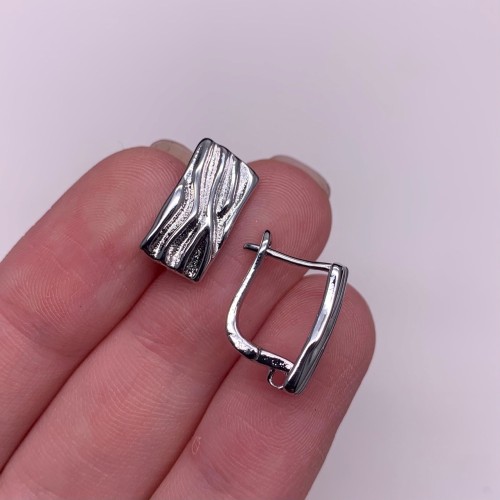 Швензы, родий/латунь, цвет серебро, размер 16х12 мм