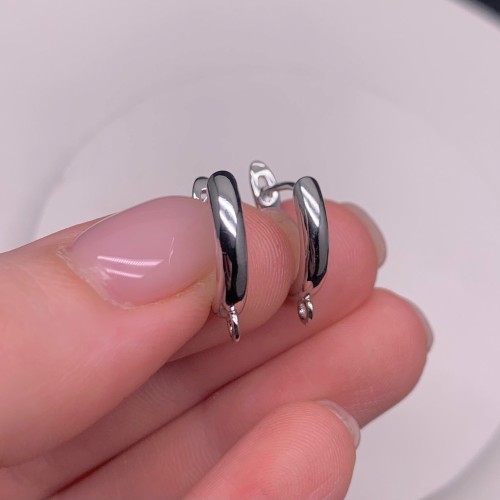 Швензы, родий/латунь, цвет серебро, размер 17х14 мм