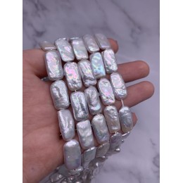 Каменные бусины, Жемчуг, барочный, люкс, пластина, 21х11 мм, длина нити 38 см