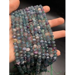 Каменные бусины, Флюорит, рондель огранка, 5х8 мм, длина нити 38 см