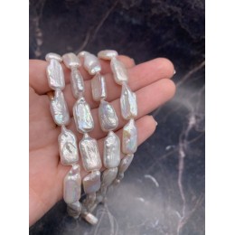 Каменные бусины, Жемчуг, барочный, пластина, 20х10 мм, длина нити 38 см