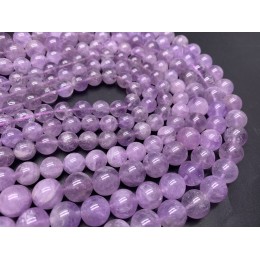 Каменные бусины, Аметист, лавандовый, люкс, шарик гладкий, 12 мм, длина нити 38 см