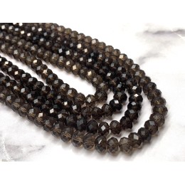 Каменные бусины, Раухтопаз, Дымчатый Кварц, рондель, огранка, 4х6 мм, нить 38 см