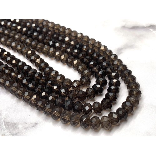 Каменные бусины, Раухтопаз, Дымчатый Кварц, рондель, огранка, 4х6 мм, нить 38 см